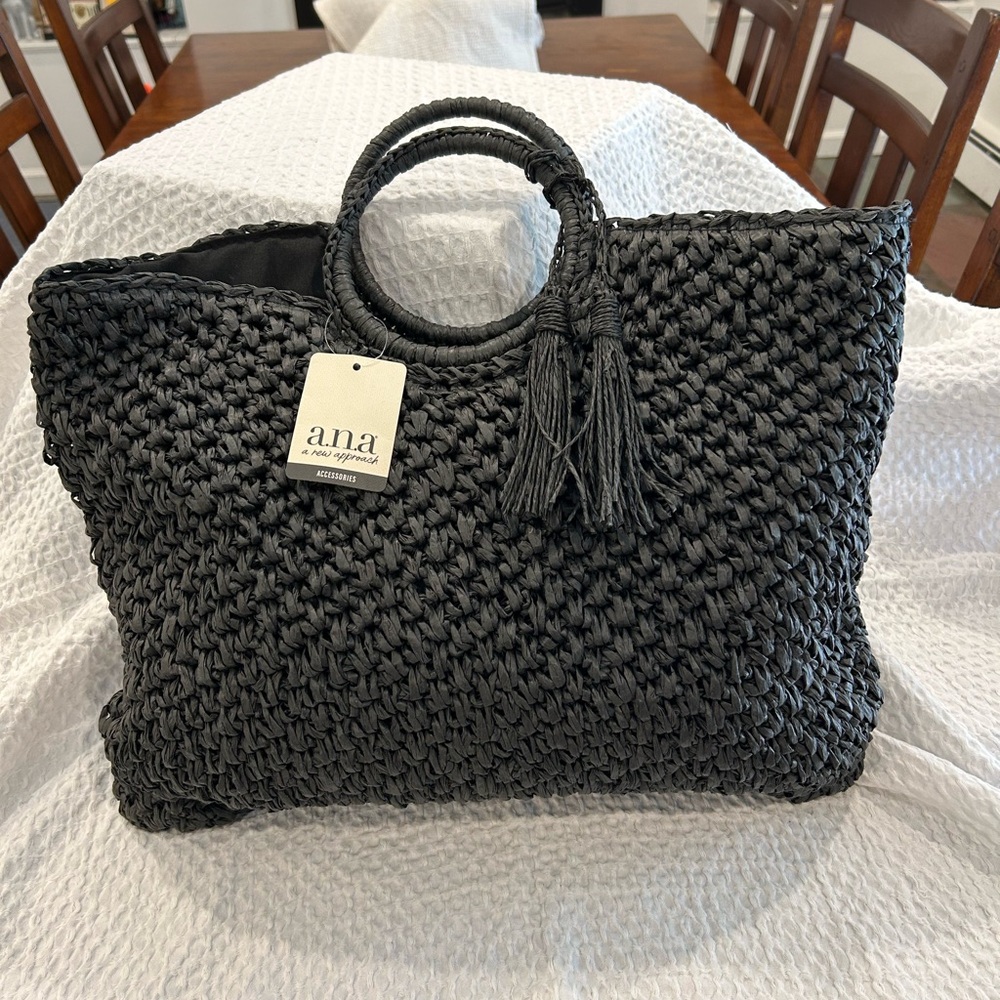 a.n.a Charcoal Woven Tote Bag